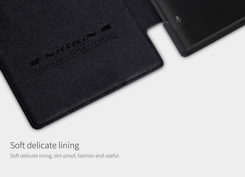 Mua Bao Da Ốp Lưng Sony Xperia XA2 Hiệu Nillkin Qin Kiểu dáng gọn nhẹ, thời trang và sang trọng, bề mặt bao da thiết kế có ngăn rất tiện có thể bỏ card hay thẻ tín dụng vào rất đa năng